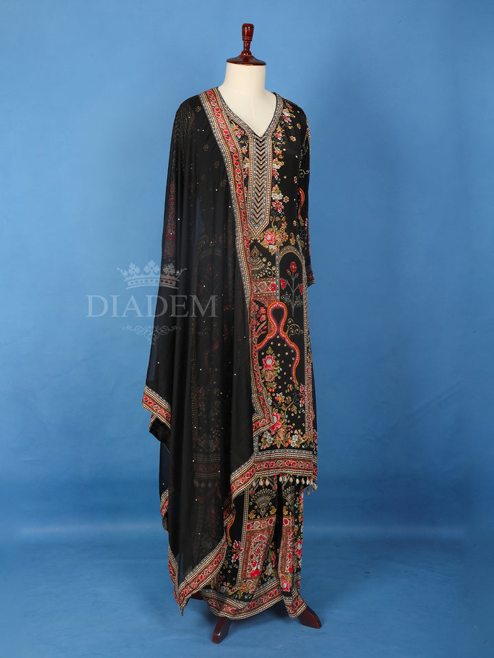 Black Crepe Palazzo Suit