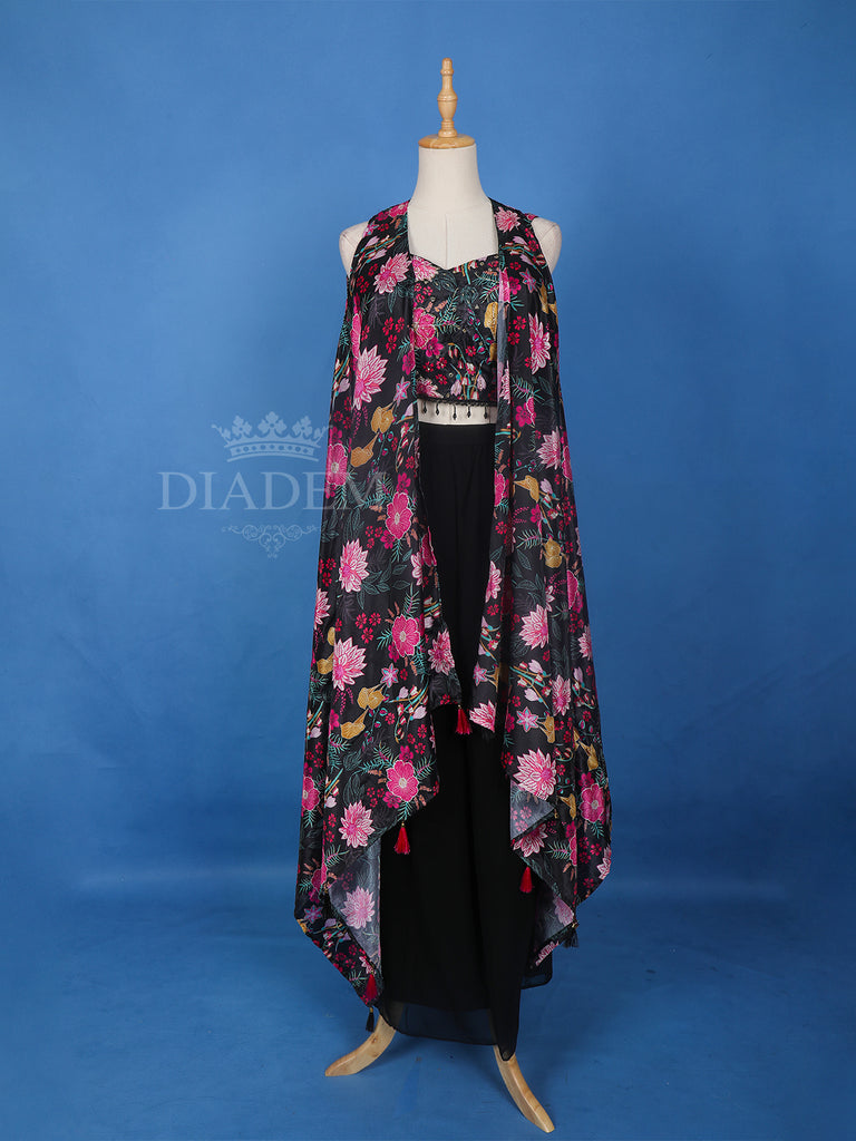 Black Floral Printed Palazzo Suit