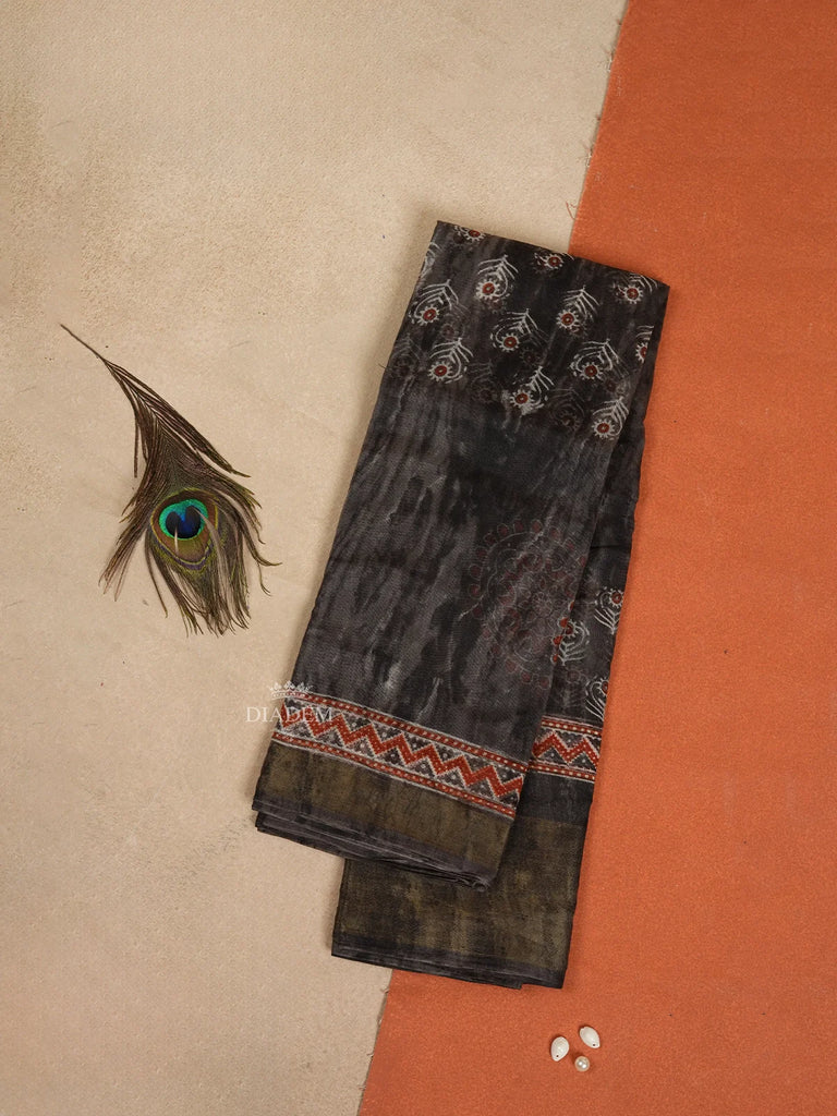 Black Linen Cotton Saree