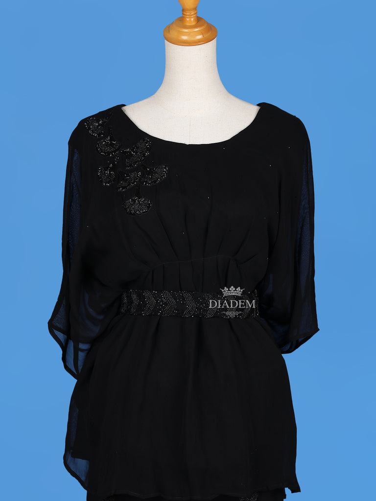 Floral Design Black Palazzo Suit 