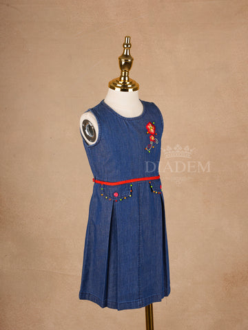 blue-Closed Neck Frock
