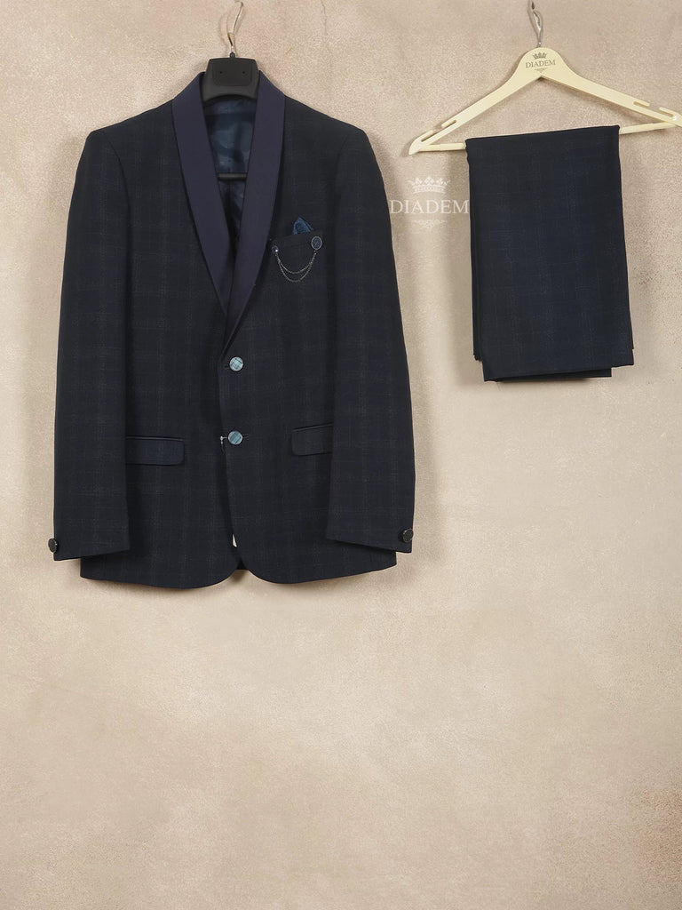 Blue Coat Suit with Attached Tie