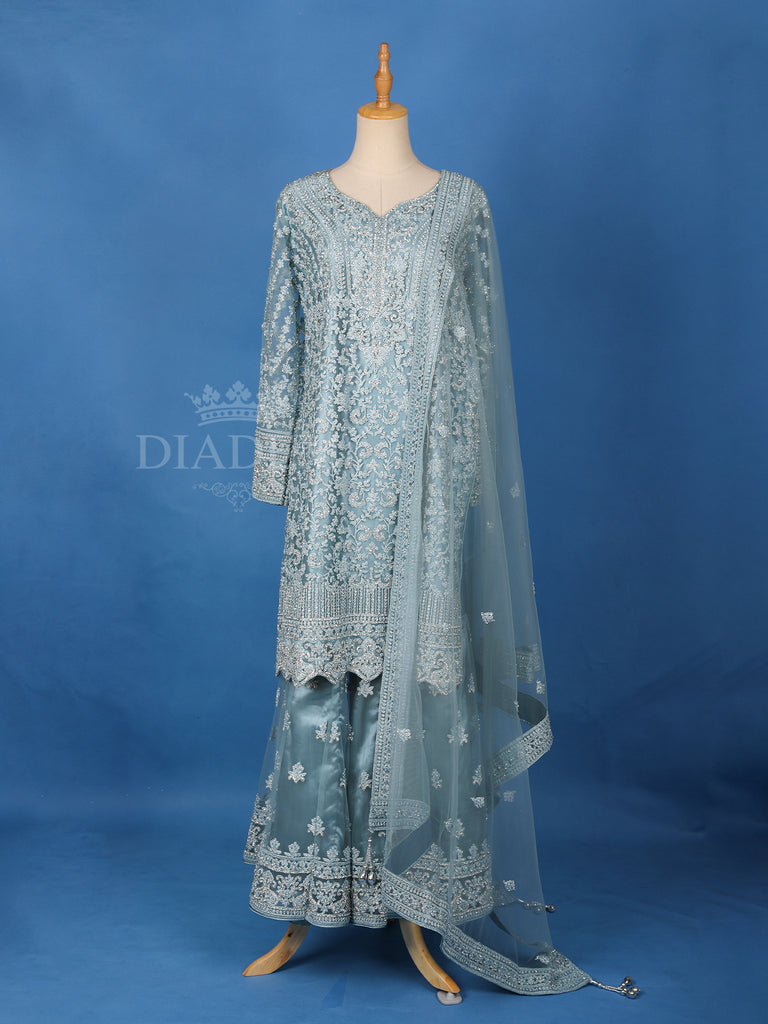 Blue Floral Sharara Salwar