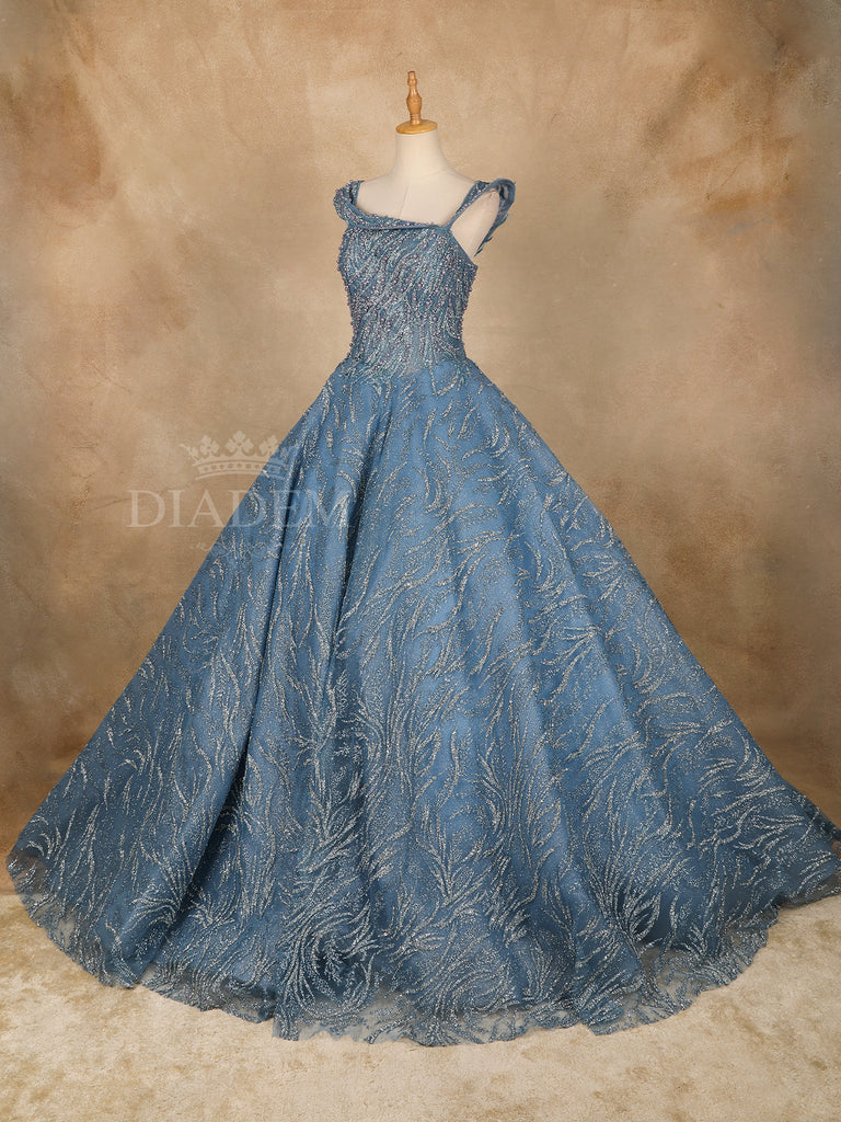 Blue Net Ball Gown