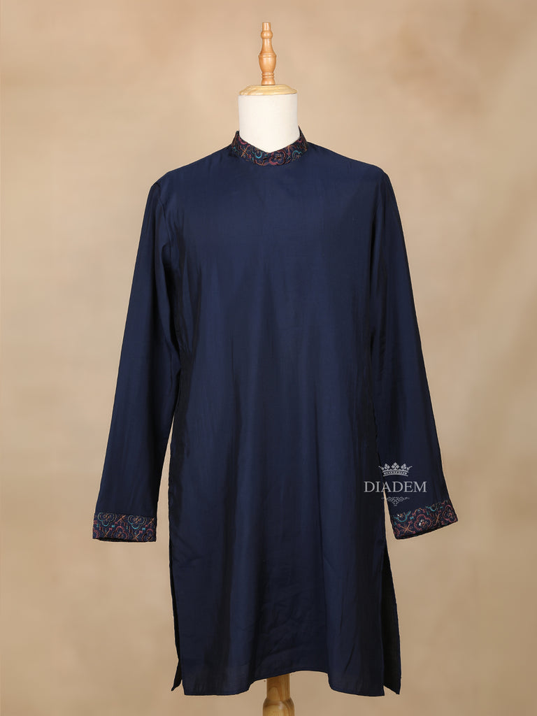 blue Raw Silk Indo Western