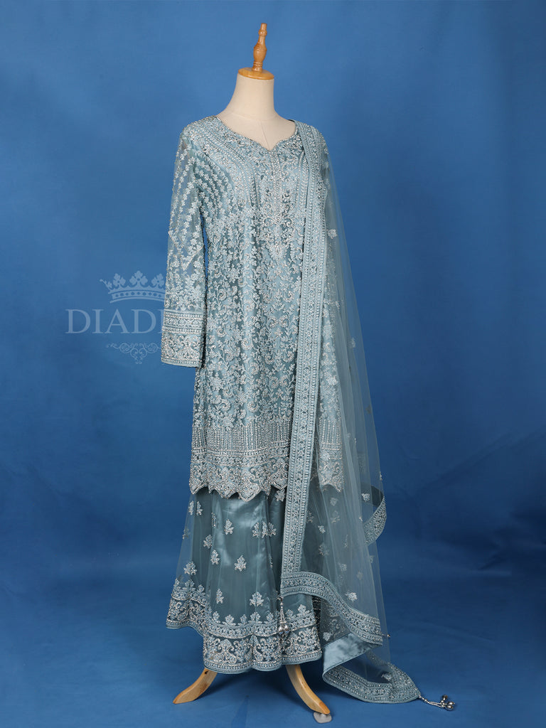 Blue Sharara Salwar Set