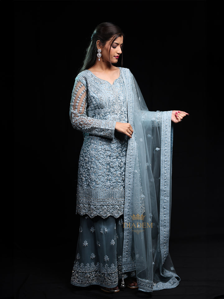 Online Sharara Salwar Suit in Blue