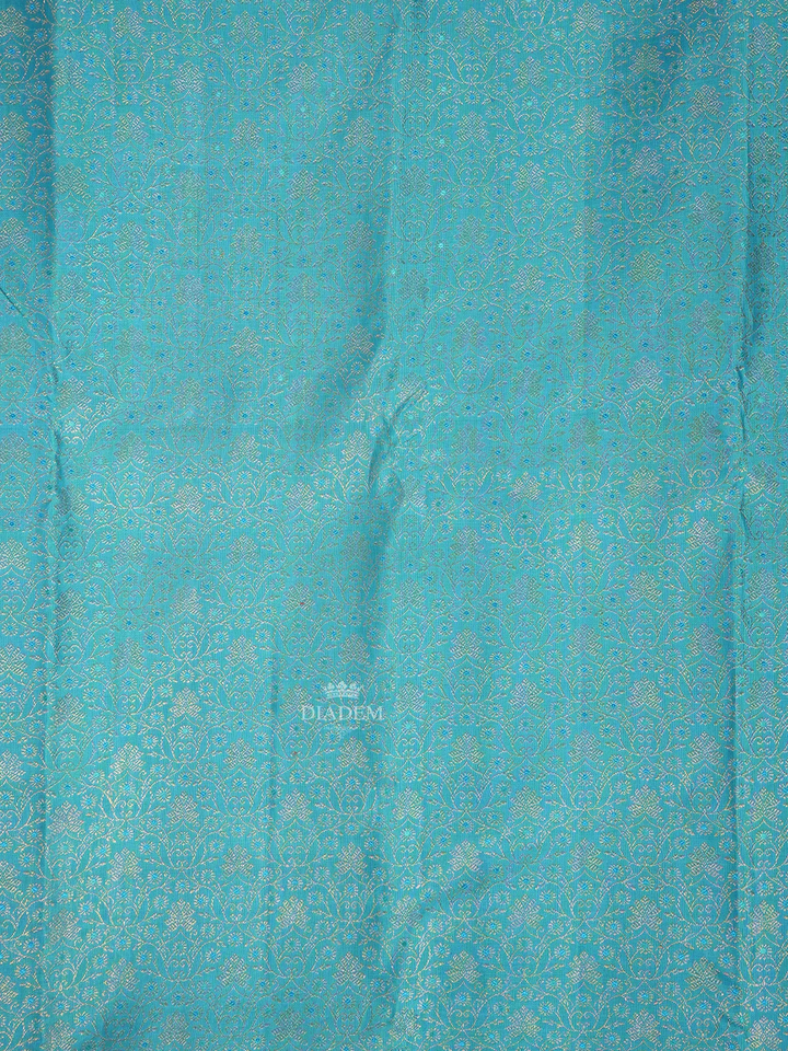 Floral Design Blue Kanchipuram Silk Saree