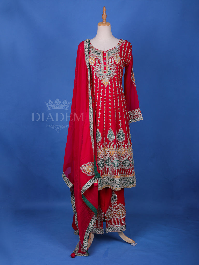 Bright Red Anarkali