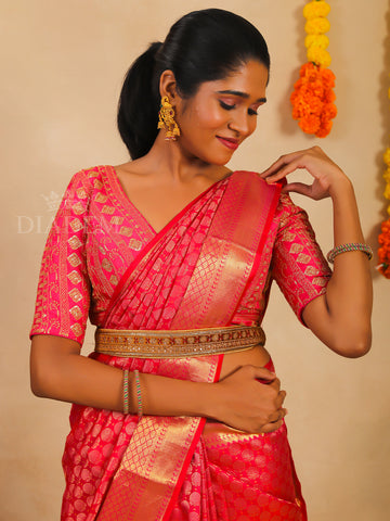 Monotone Red Kanchipuram Silk Saree