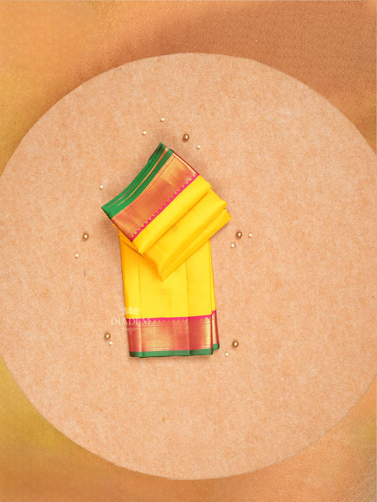 Bright Yellow Pure Kanchipuram Silk Saree