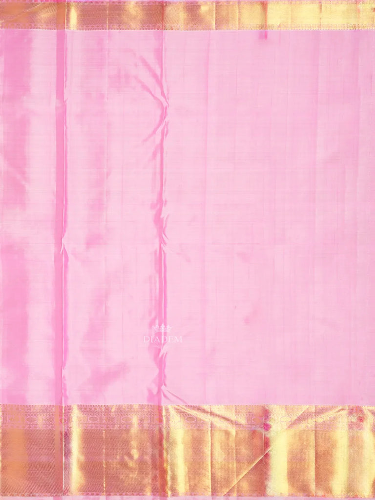 Broad and Small Border Pink Kanchipuram Silk Saree