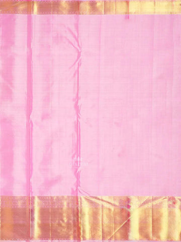 Pink Pure Kanchipuram Silk Saree with Peacock and Chakaram Patterns on the Body and with Broad and Small Border - Diadem