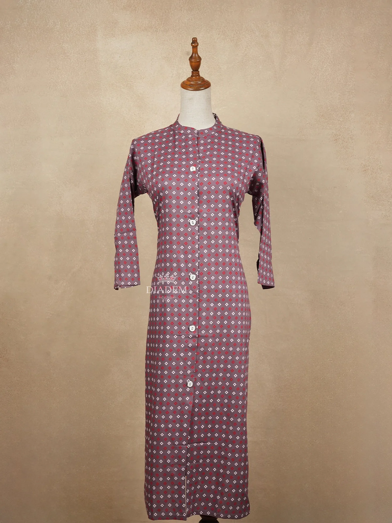 Burgundy Kurtis Geometric Designs