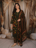 Bottle Green Floral Printed Design Cotton Salwar Suit with Dupatta