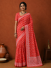 Bright Orange Butta Printed Design Cotton Casual Wear Saree