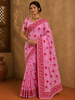 Light Pink Floral Vine Printed Design Cotton Casual Wear Saree