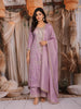 Lavender Floral Embroidered Organza Palazzo Suit