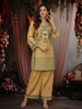 Light Yellow Floral Sequins Embroidered Design Cotton Co-Ord Set