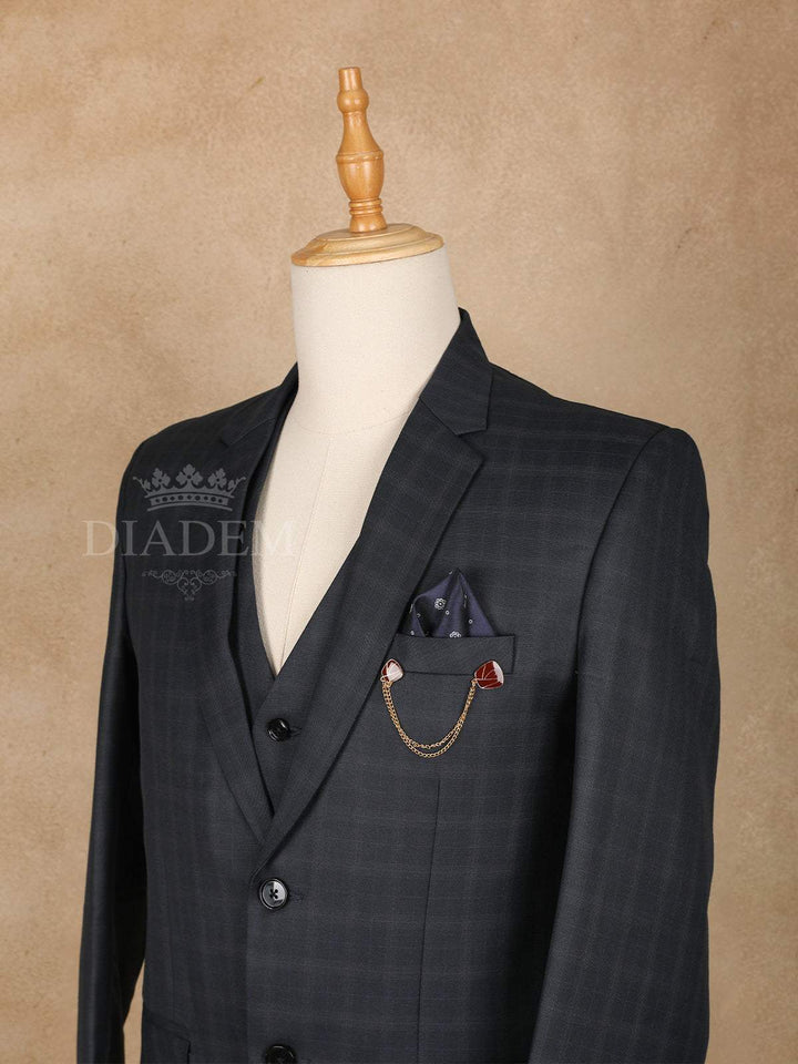 Black Checkered Men's Suit - Diadem