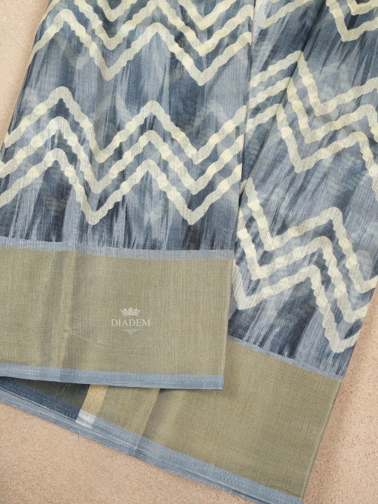 Chevron Design Grey Saree