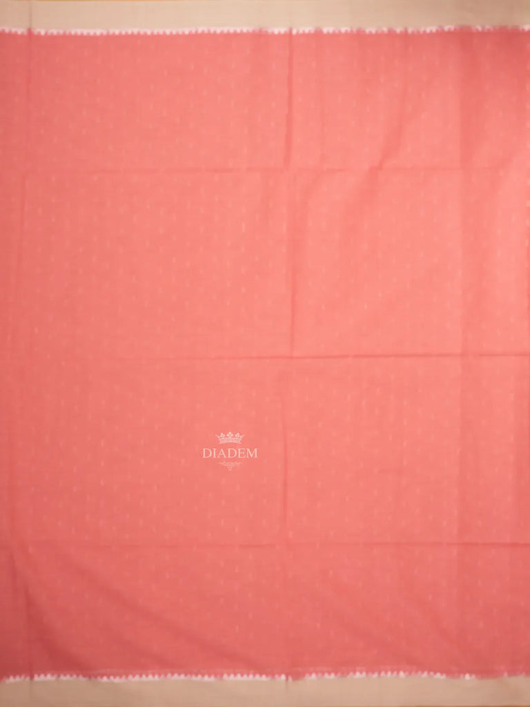 Contrast Border Peach Linen Cotton Saree