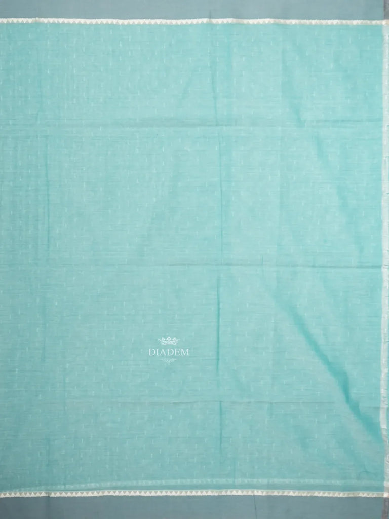 Contrast Border Turquoise Blue Linen Cotton