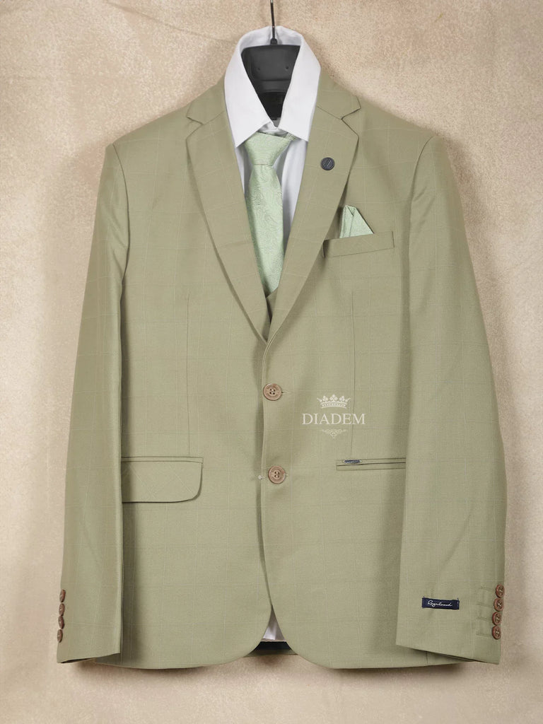 Cotton Blend Coat Suit Pista Green