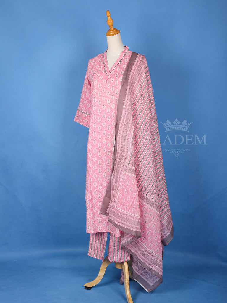 Cotton Salwar Suit Light Pink Floral Print