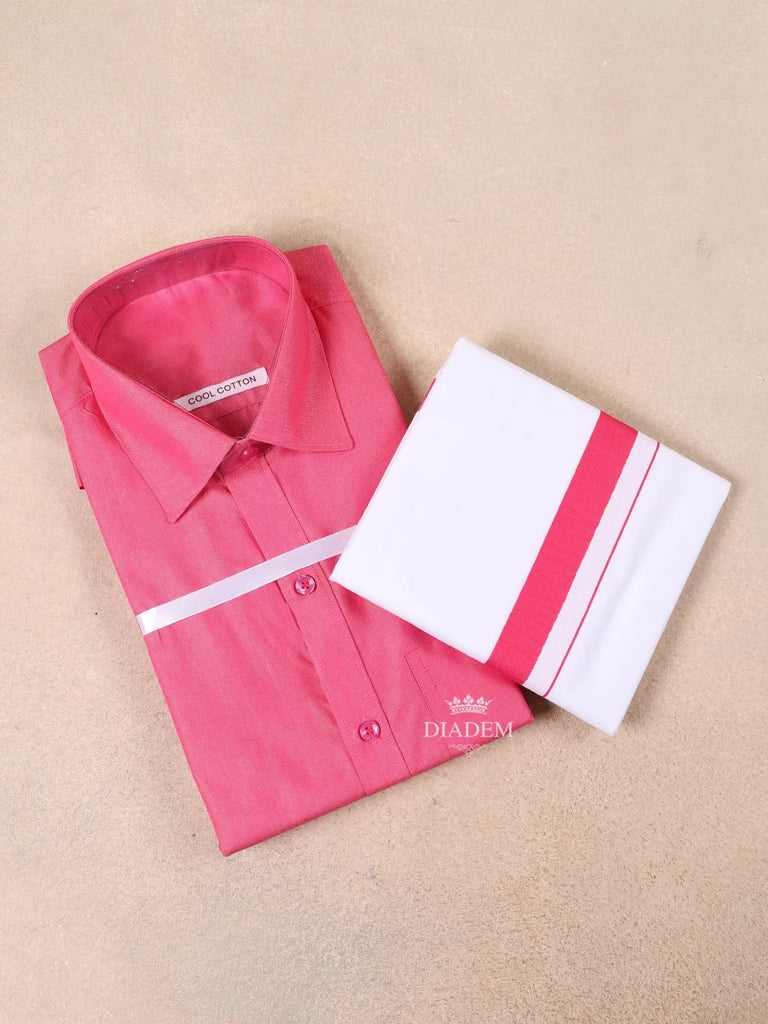 Plain Pink Shirt with Matching Border