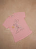 Pink Cotton Half Sleeve T-Shirt with 3D Floral and Bow Designs for Girls - Diadem