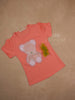 Peach Cotton Half Sleeve T-Shirt with Teddy Designs for Girls - Diadem