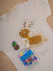 White Cotton Half Sleeve T-Shirt with Rabbit and Sequins Designs for Girls - Diadem