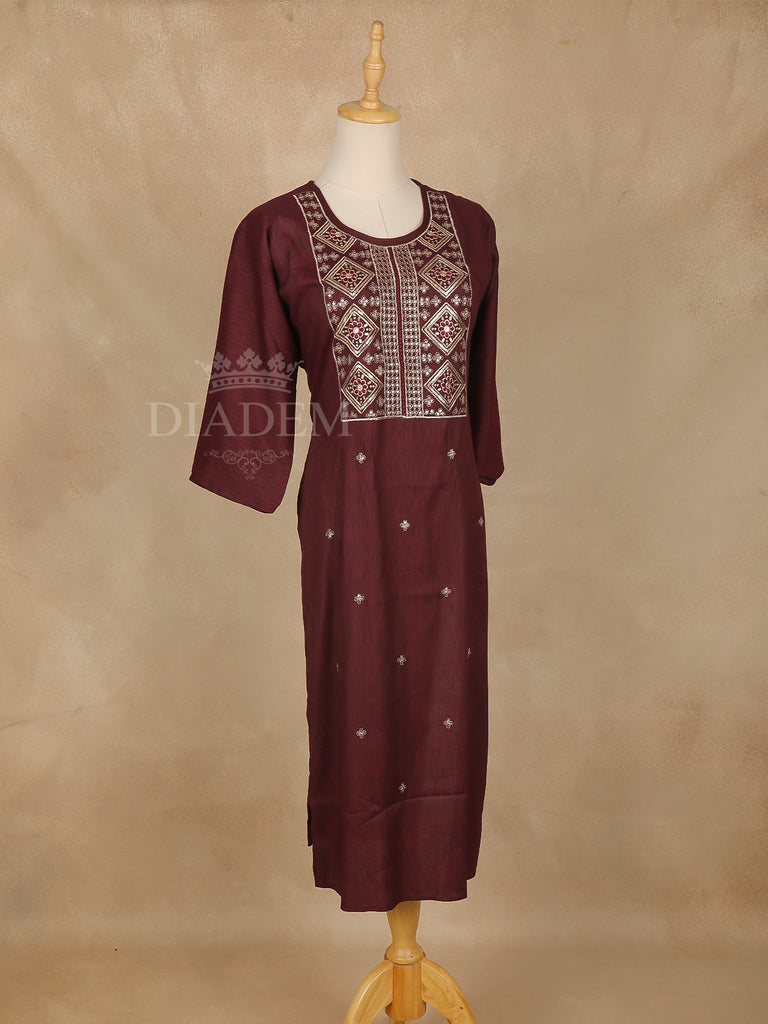 Cotton Kurti Dark Red Solid