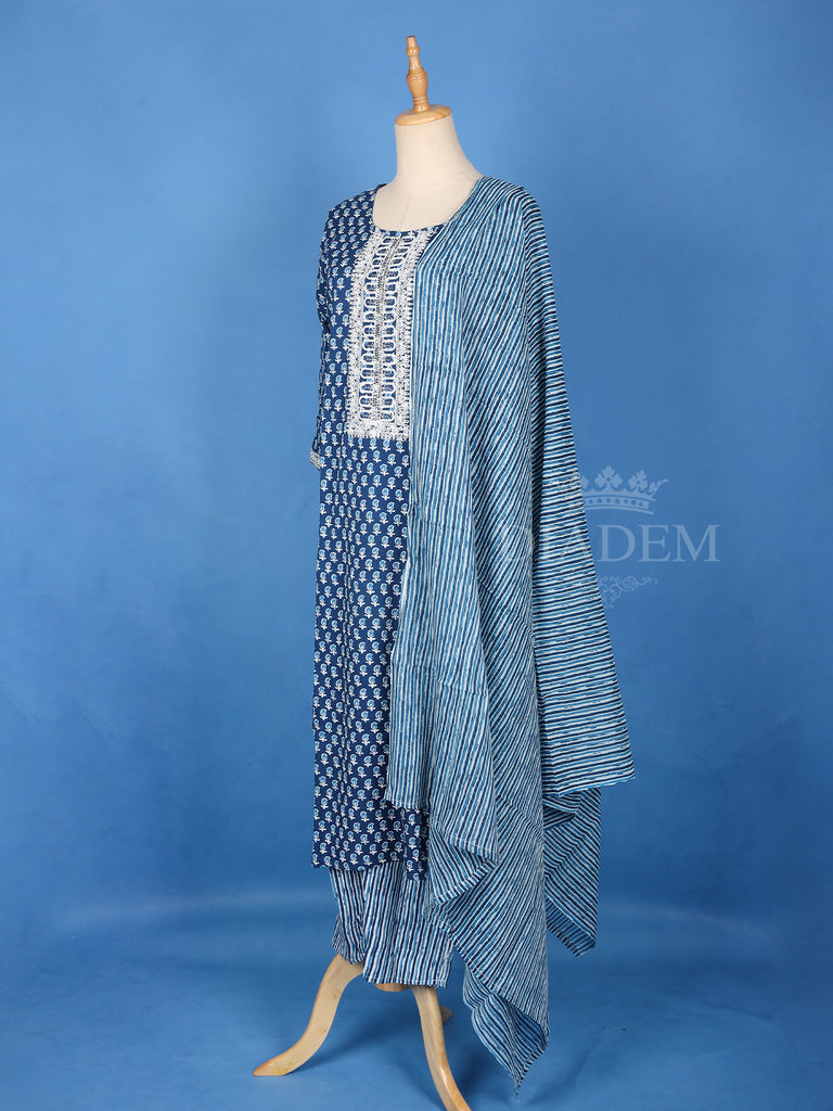 Cotton Salwar Suit Blue Paisley Print