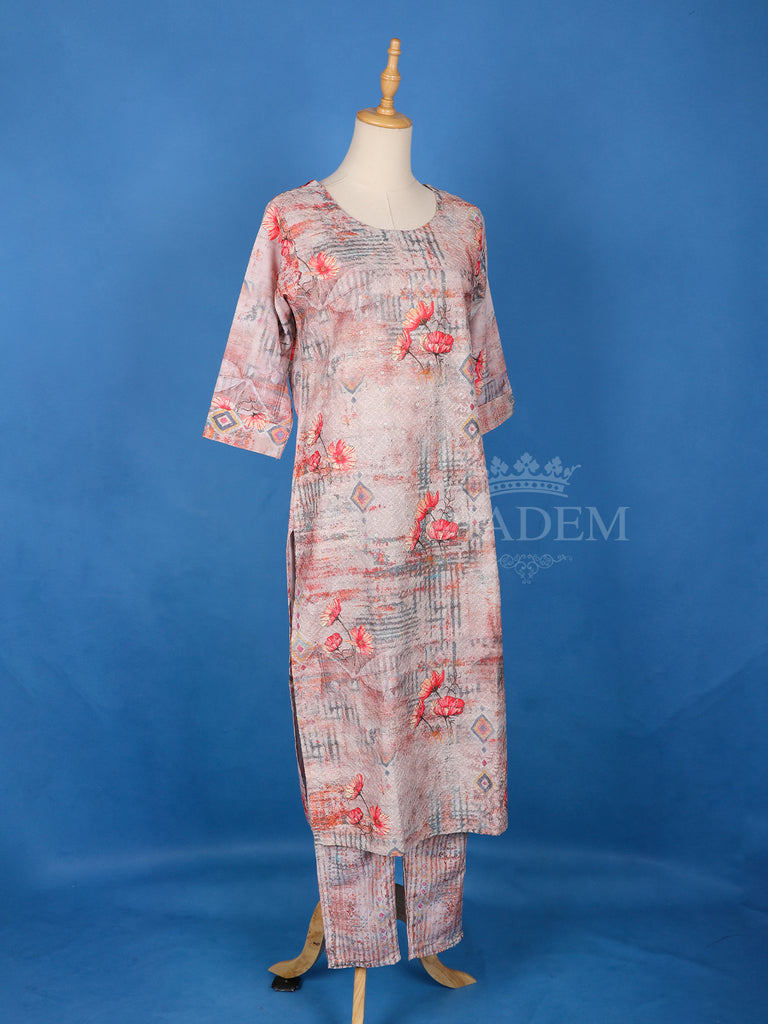 Pale Pink Cotton Floral Printed Salwar Suit