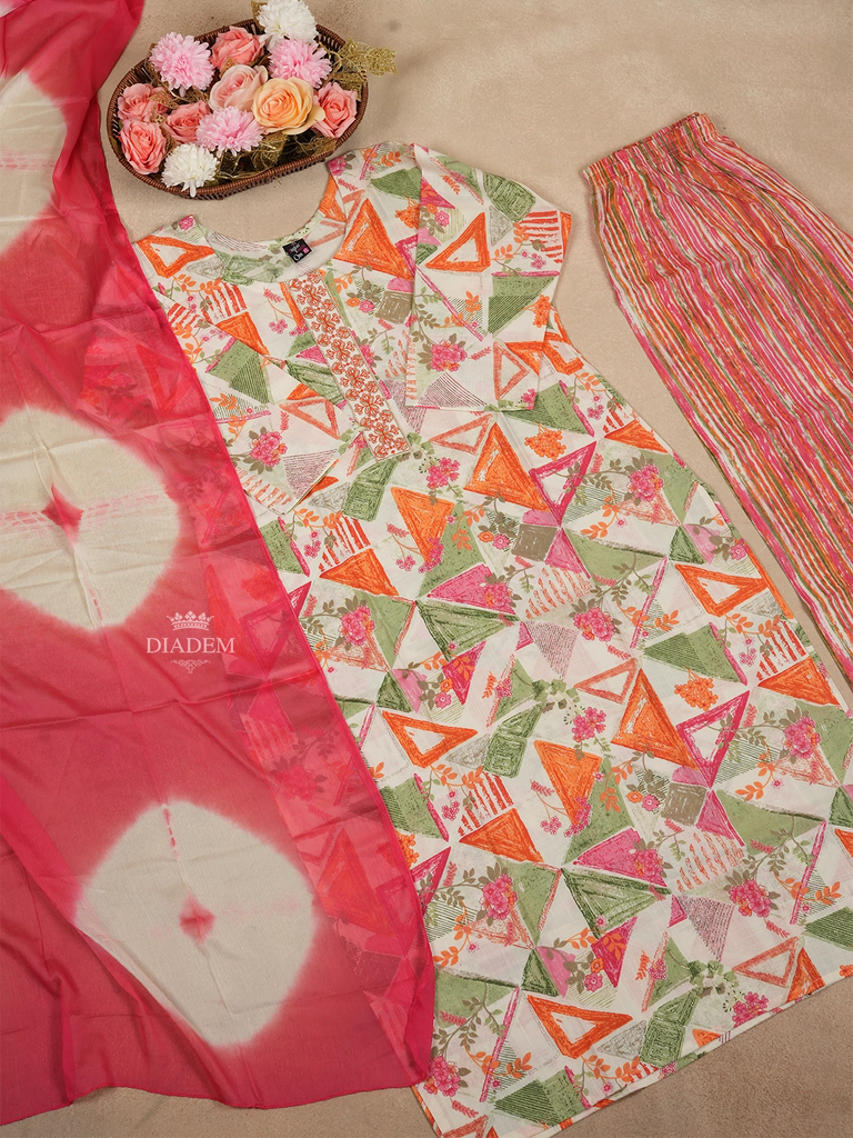 Cotton Salwar Suits in Orange with Diagonal