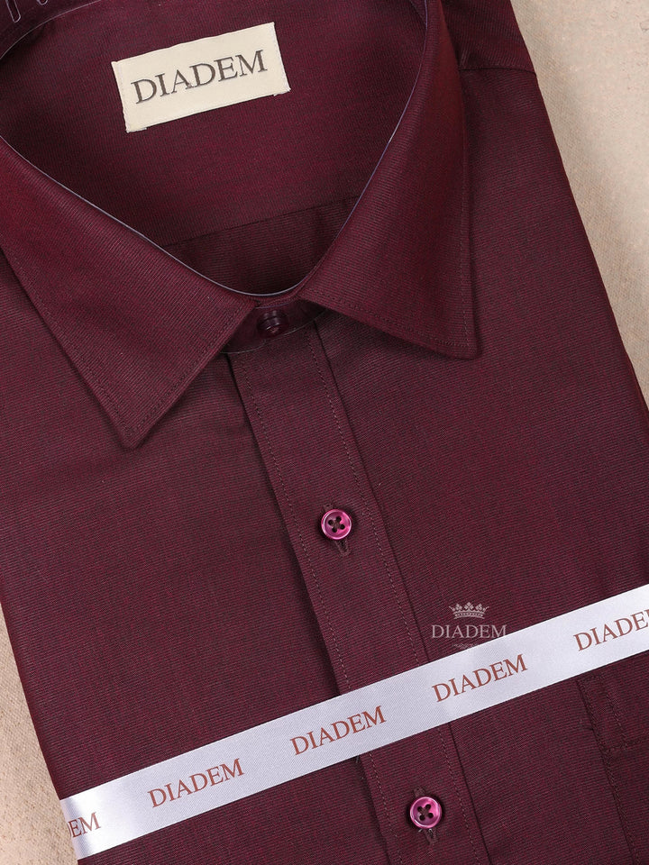 Full Sleeve Wine Collared Cotton Shirt