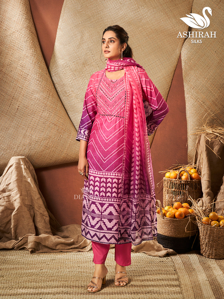 U Neckline Pink Salwar Suit