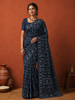 Navy Blue Traditional Motif Printed Design Pure Cotton Casual Wear Saree