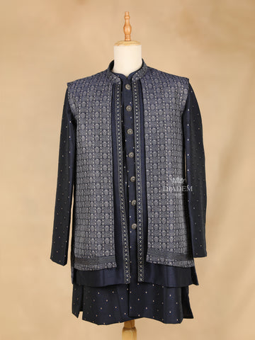 Dark Blue Embroidery Indo