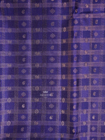 Dark Blue Pure Kanchipuram Silk Saree with Peacock and Paisley Design on the Body and with Designed Border - Diadem