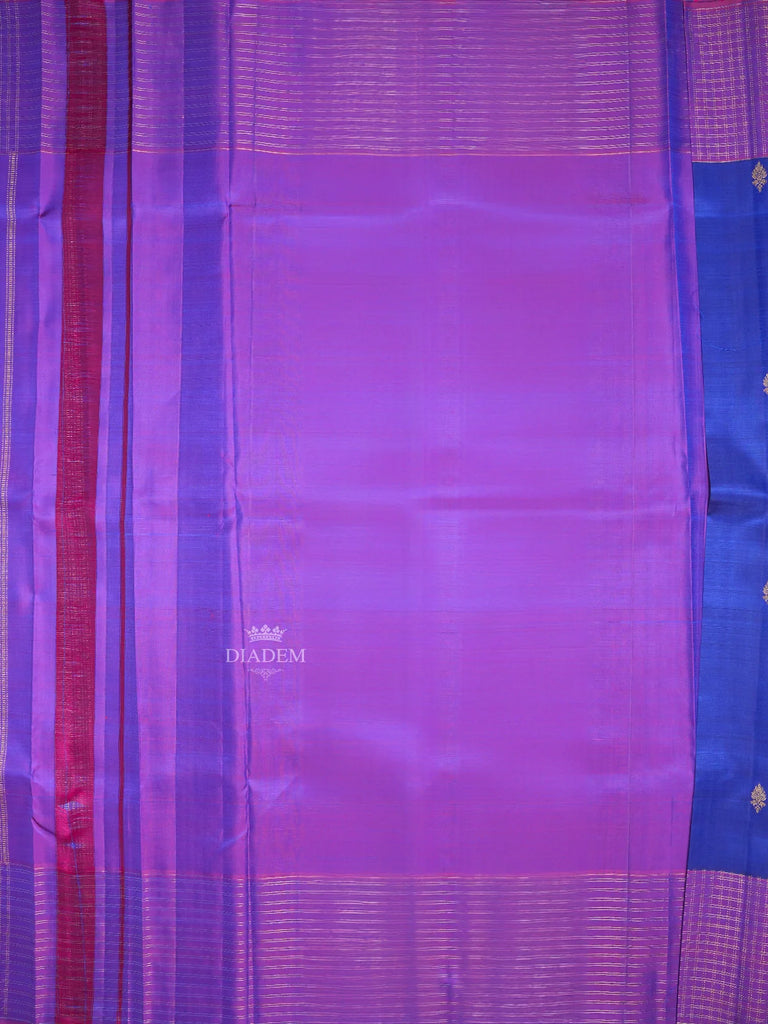 Dark Blue Silk Saree Kanchipuram with Floral