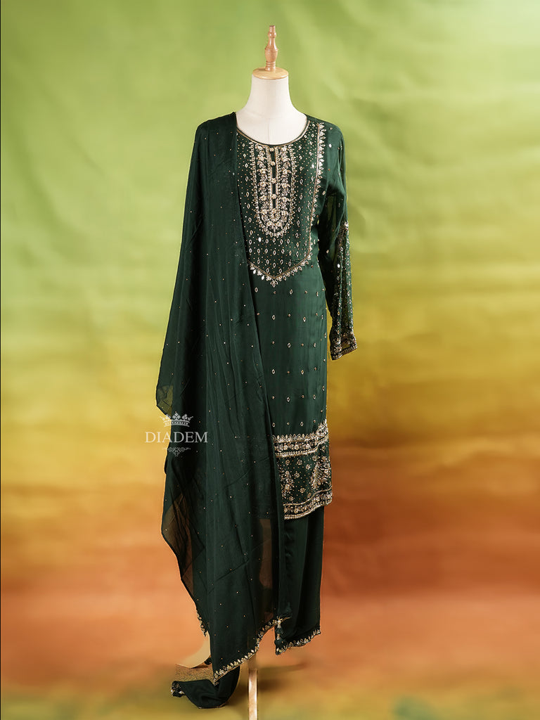 Dark Green Straight Cut Salwar