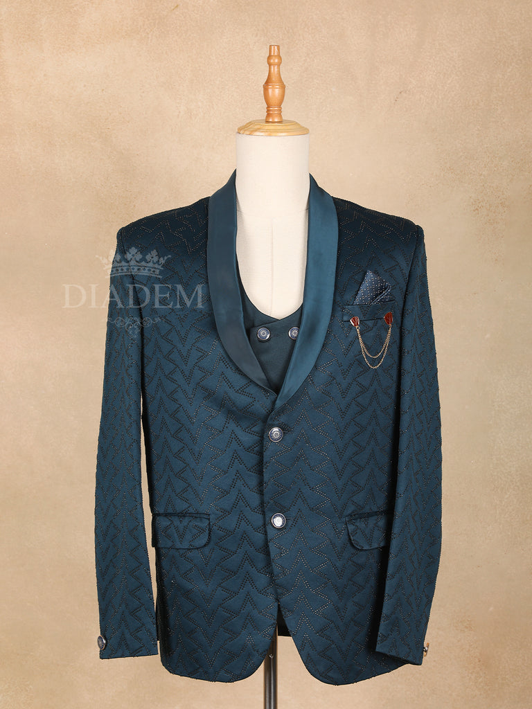 Dark Green Zigzag Pattern Suit