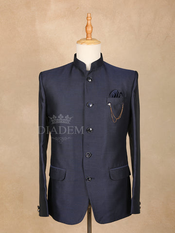 Dark Navy Blue Solid Jodhpuri