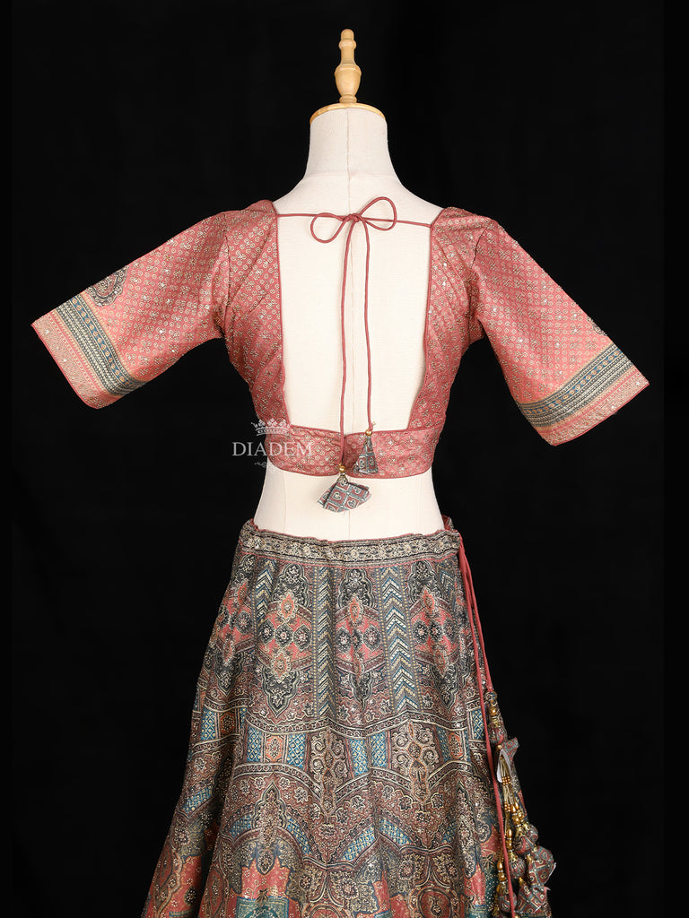 Dark Peach Lehenga Adorned