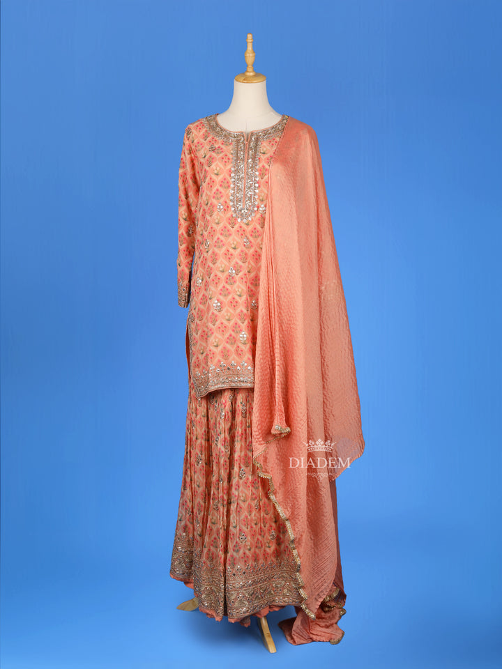 Dark Peach Sharara Set