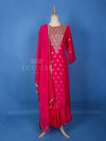 Dark Pink Banarasi Palazzo Salwar Suit for Women - Diadem