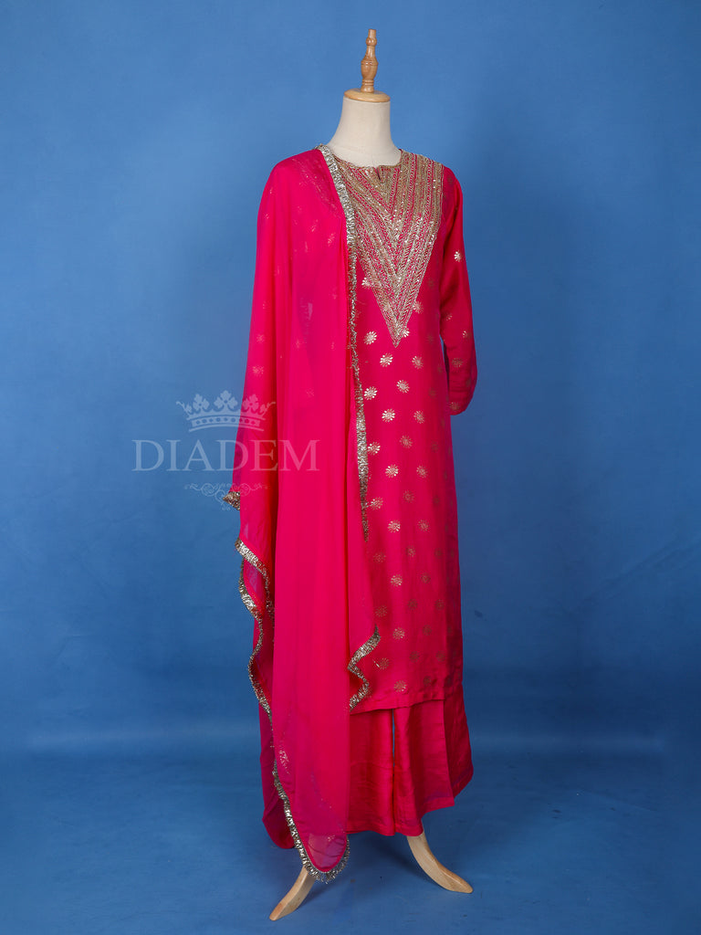 Dark Pink Banarasi Suit